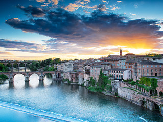 View on the old town of Albi in the morning