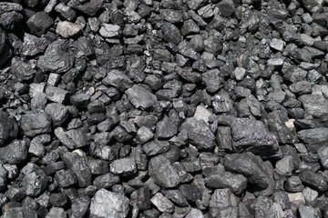 Pile of natural black hard coal or diamond coal background