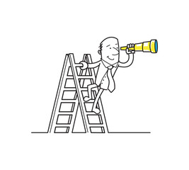Outline Businessman With Telescope