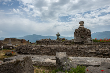 Pompeii ruins with clouds