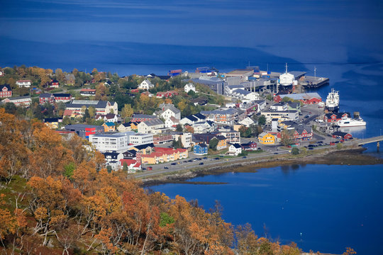 View from mountains in Hadsel municipality in Northern Norway