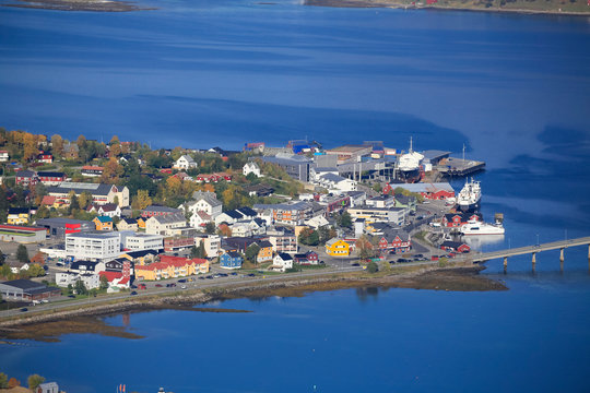 View from mountains in Hadsel municipality in Northern Norway