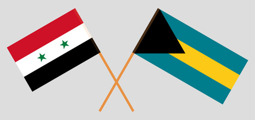 Bahamas and Syria. Crossed Bahamian and Syrian flags