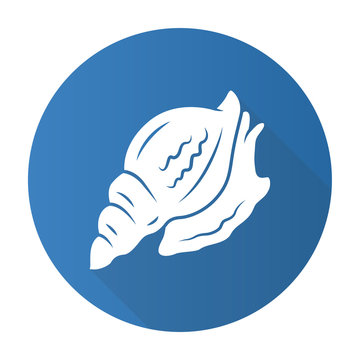 recommend clip art: Triton blue flat design long shadow glyph icon. Large mollusk with spiral shell. Tropical seashell. Sea snail. Underwater inhabitant. Aquatic mollusk. Marine creature. Vector silhouette illustration