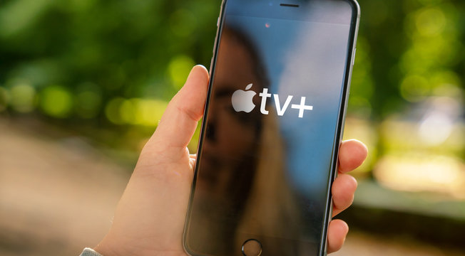 AACHEN, GERMANY September 2019: Apple TV plus app on Apple iPhone.