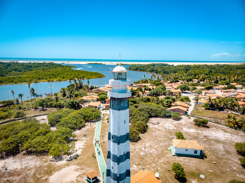 Preguiças Lighthouse (or Mandacaru Lighthouse) at Barreirinhas during trip to Lençóis Maranhenses, Brazil