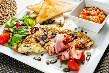 traditional breakfast in the cafe