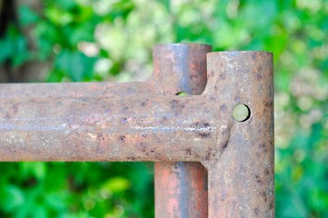 Rusty Metal Scaffolding on construction site