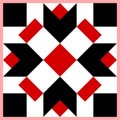 Barn quilt pattern, Patchwork design, Abstract geometric tiled trail Vector illustration