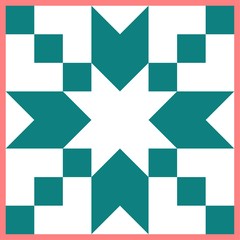 Barn quilt pattern, Patchwork design, Abstract geometric tiled trail Vector illustration