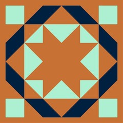 Barn quilt pattern, Patchwork design, Abstract geometric tiled trail Vector illustration