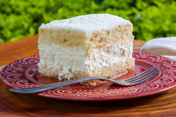 Cake with milk powder coating