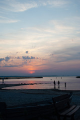  lake. sky at sunset. landscape. reflection in water