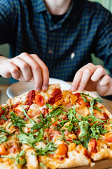 tasty pizza in the pizzeria