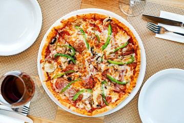 tasty pizza in the pizzeria