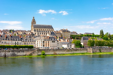 Fototapeta na wymiar Cityscape of Blois and Loire river, France