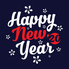 New Year banner with the inscription Happy New Year 2020 on a blue background. Vector illustration