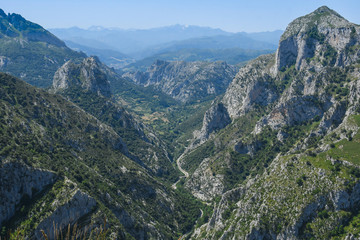 Fototapeta premium Panoramic views of the gorge of La Hermida, from the Santa Catalina viewpoint