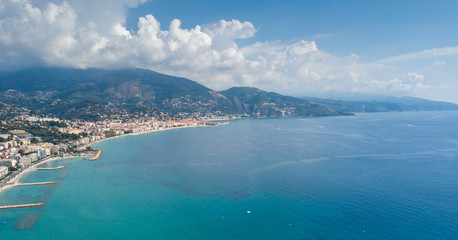 Naklejka premium View of Menton with drone from Roquebrune Cap Martin