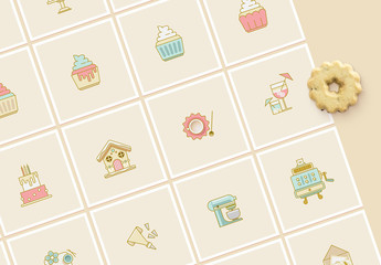 Cake and Cookies Bakery Icon Set