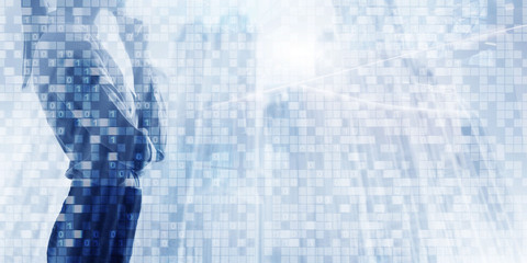 Obraz premium Digital Binary Code Business background. Matrix Abstract futuristic wallpaper.