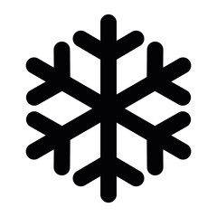 Simple black snowflake with rounded corners. Vector icon