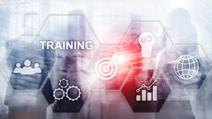 Fototapeta na wymiar Business training concept. Training Webinar E-learning. Financial technology and communication concept