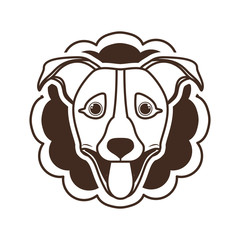 silhouette of card with head cute dog