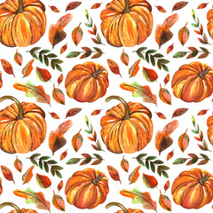 Watercolor Cozy Autumn Theme Seamless Patttern for print on fabric paper etc