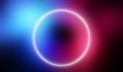 Ultraviolet background glowing circle in the center. Abstract modern neon background.