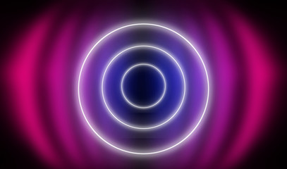 Ultraviolet background glowing circle in the center. Abstract modern neon background.