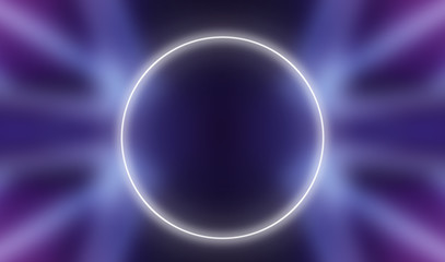 Ultraviolet background glowing circle in the center. Abstract modern neon background.