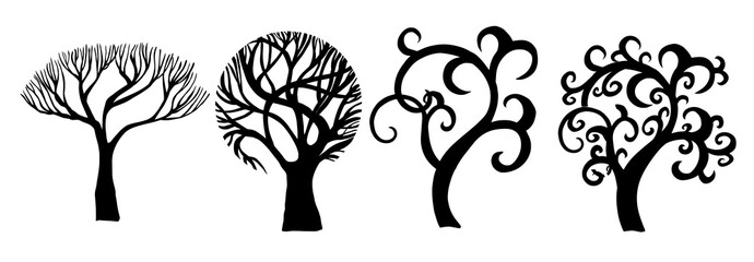 Fototapeta na wymiar Set of beautiful stylized trees. Vector illustration