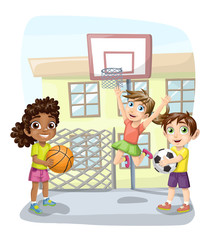 Basketball in the School Yard