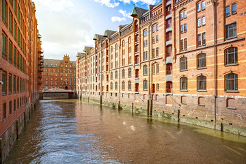 Naklejka premium View of the Speicherstadt, also called as Hafen City, in Hamburg, Germany.