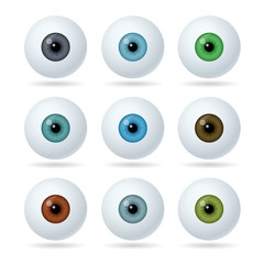 Set of humans and abstract eyes. Realistic Eyes icons.