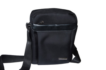 Naklejka premium Black canvas tote bag mockup fabric cloth isolated on white background