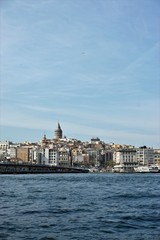 Galata Bridge and Galata Tower on the Bosphorus in Istanbul, Turkey.