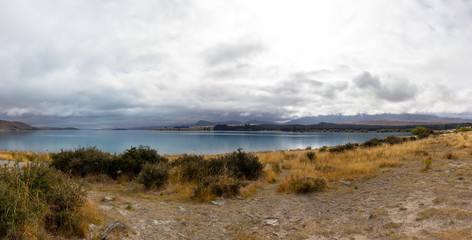 Rainy day near Tekapo lake, New Zealand