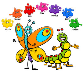 basic colors with butterfly and caterpillar