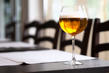 Beer glass on the table