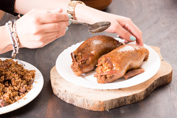 Oriental Roasted Hamam Meal with Mahshy and stuffed food