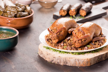 Oriental Roasted Hamam Meal with Mahshy and stuffed food