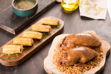 Oriental Roasted Hamam Meal with Mahshy and stuffed food