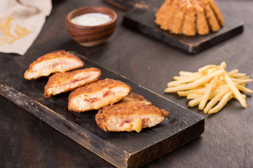 Oriental cordon blue chicken Meal with Mahshy and stuffed food
