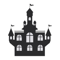 Obraz premium scary halloween castle on white background