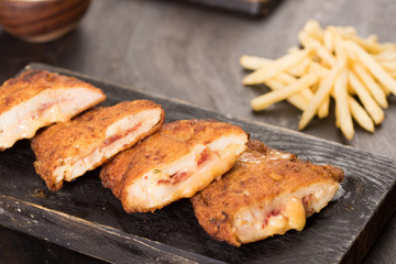 Oriental cordon blue chicken Meal with Mahshy and stuffed food