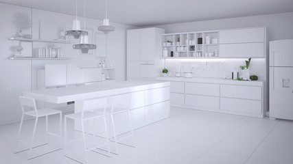 Large luxury modern bright interior room 3d illustration