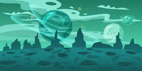Fantasy space cartoon game concept background
