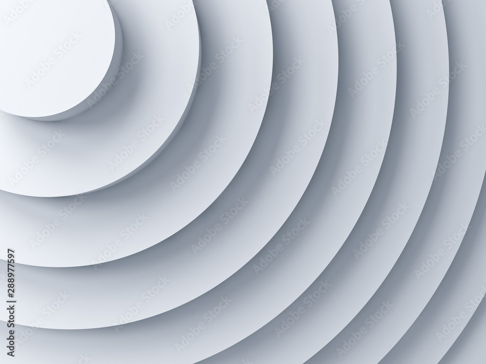 Aufkleber 3d abstract white curves background with shadow 3D rendering